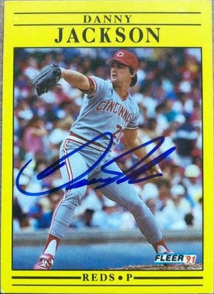 Danny Jackson Signed 1991 Fleer Baseball Card - Cincinnati Reds