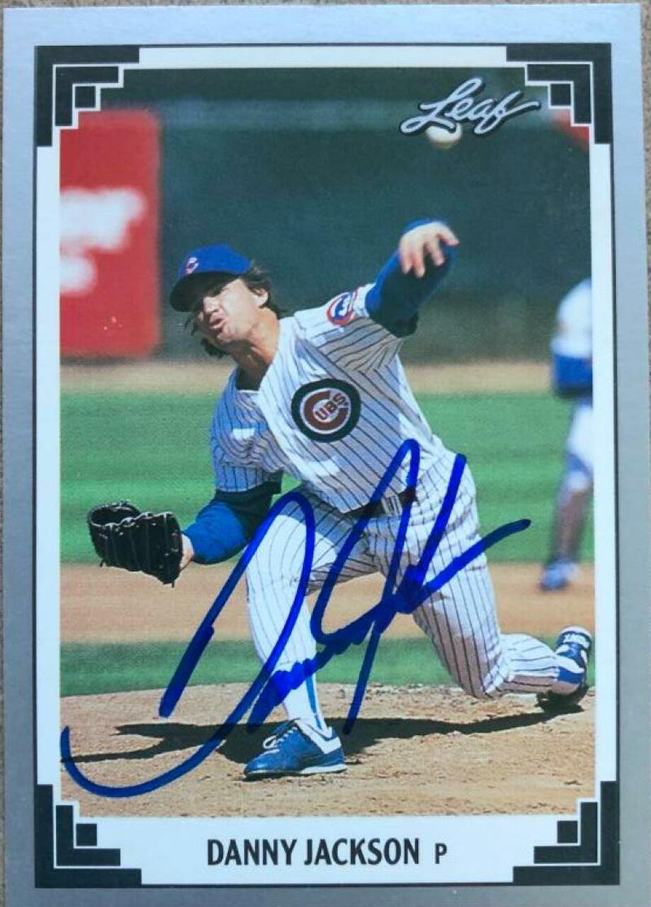 Danny Jackson Signed 1991 Leaf Baseball Card - Chicago Cubs - PastPros