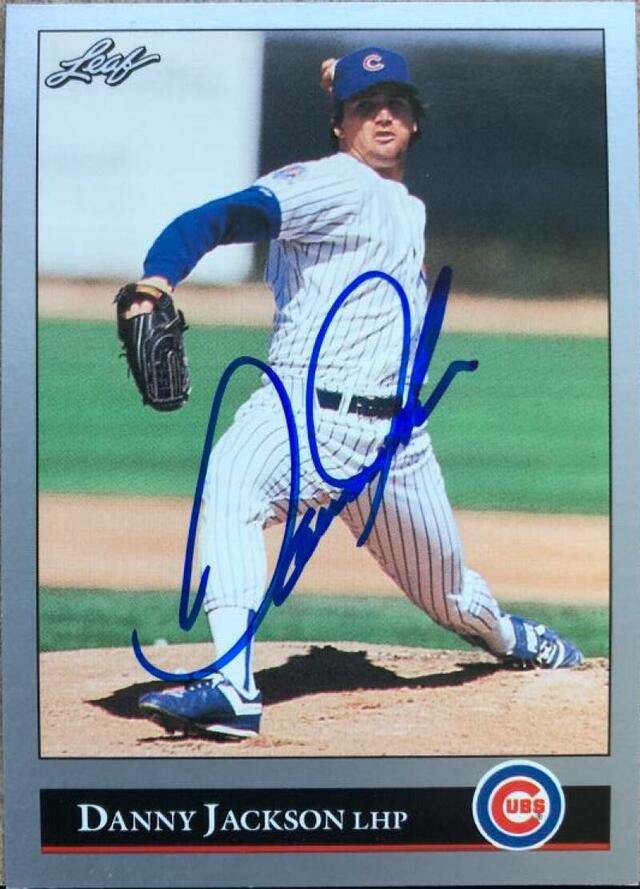 Danny Jackson Signed 1992 Leaf Baseball Card - Chicago Cubs - PastPros