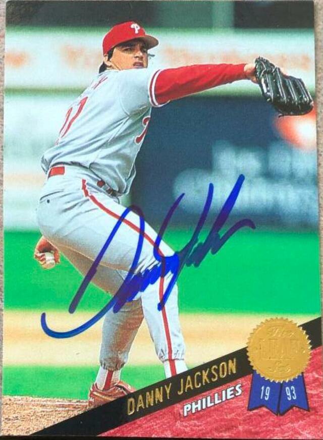 Danny Jackson Signed 1993 Leaf Baseball Card - Philadelphia Phillies - PastPros