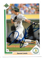 Darren Lewis Signed 1991 Upper Deck Baseball Card - Oakland A's