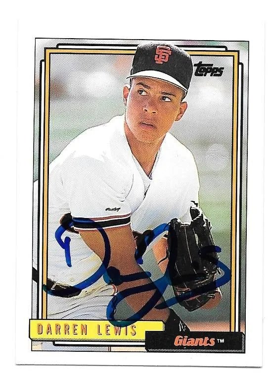 Darren Lewis Signed 1992 Topps Baseball Card - San Francisco Giants
