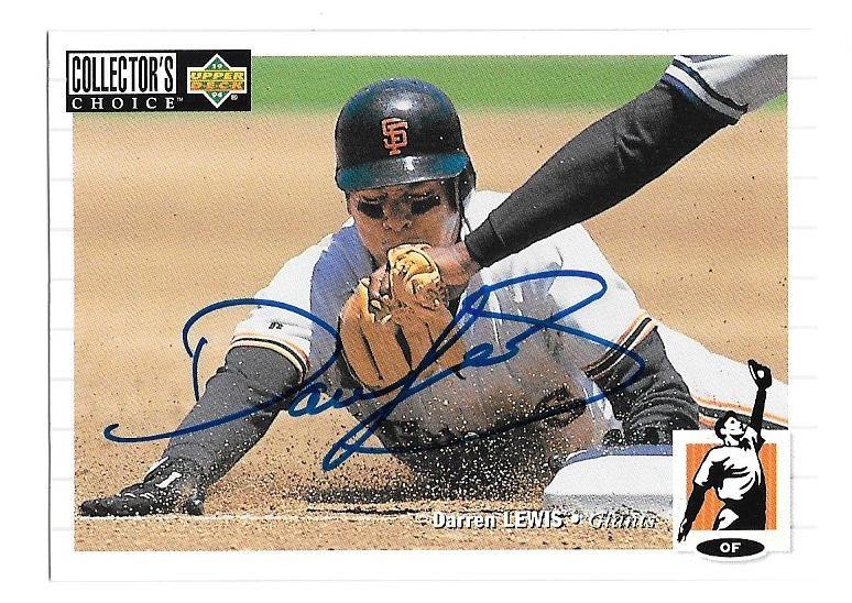 Darren Lewis Signed 1994 Collector's Choice Baseball Card - San Francisco Giants - PastPros