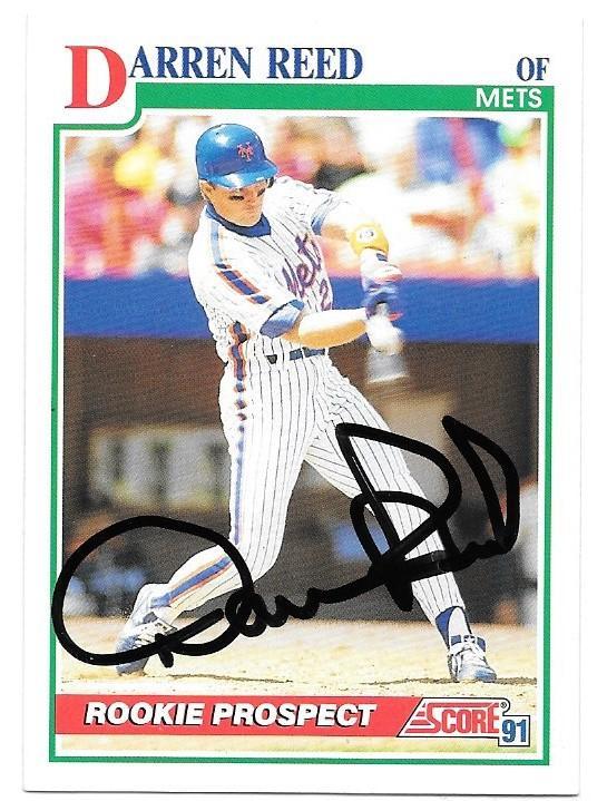 Darren Reed Signed 1991 Score Baseball Card - New York Mets - PastPros