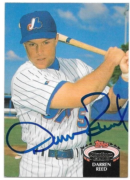 Darren Reed Signed 1992 Topps Stadium Club Baseball Card - Montreal Expos