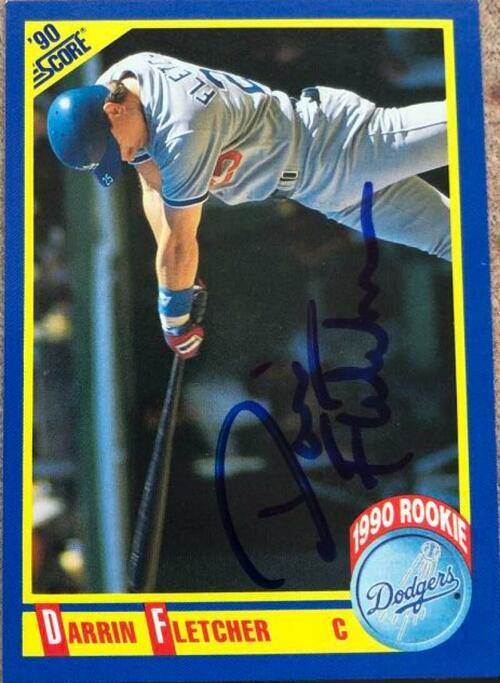 Darrin Fletcher Signed 1990 Score Baseball Card - Los Angeles Dodgers - PastPros