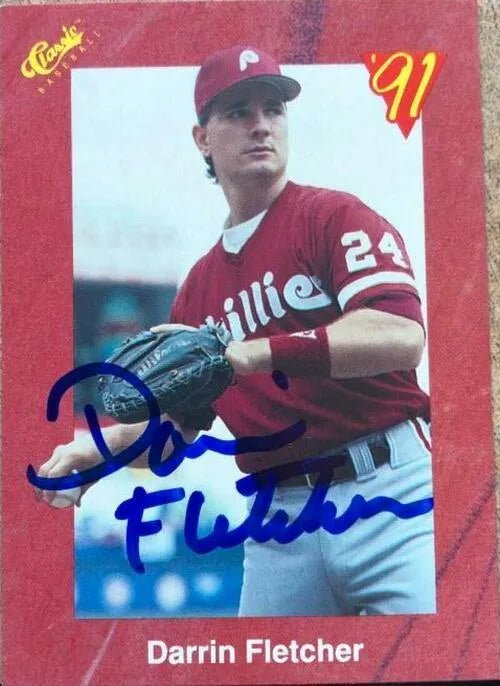 Darrin Fletcher Signed 1991 Classic Baseball Card - Philadelphia Phillies