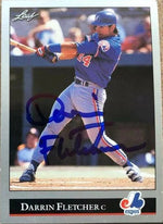 Darrin Fletcher Signed 1992 Leaf Baseball Card - Montreal Expos
