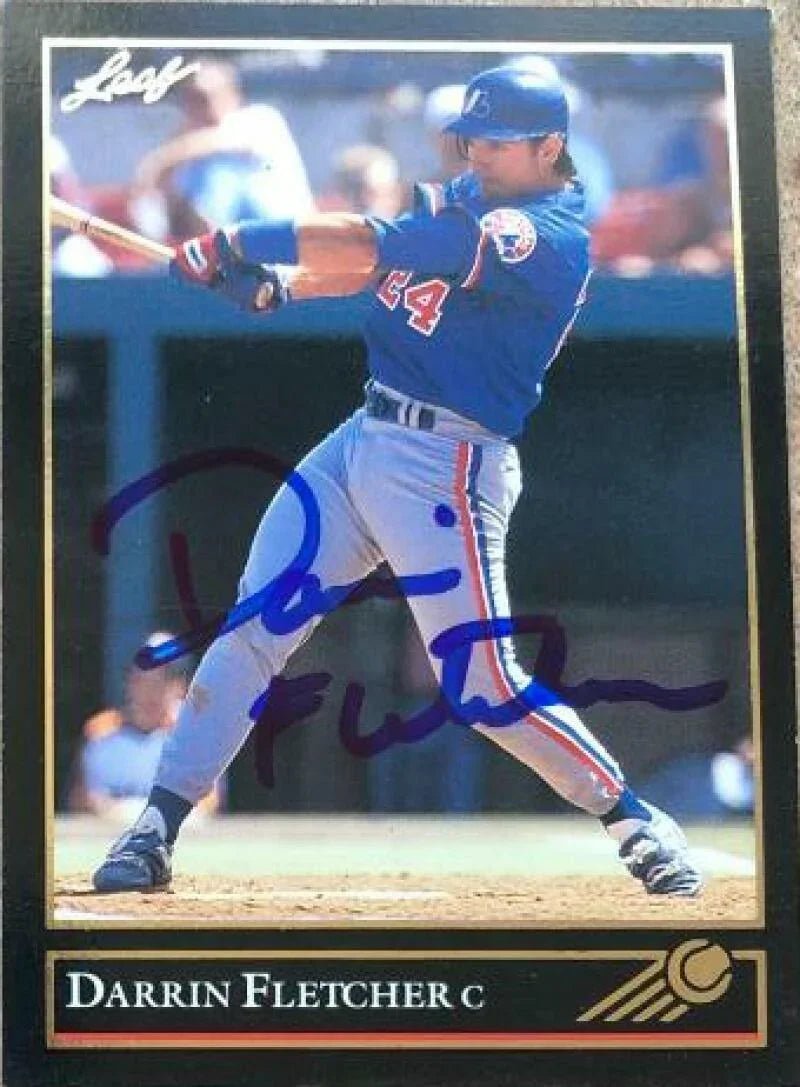 Darrin Fletcher Signed 1992 Leaf Black Gold Baseball Card - Montreal Expos