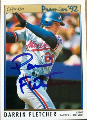 Darrin Fletcher Signed 1992 O-Pee-Chee Premier Baseball Card - Montreal Expos