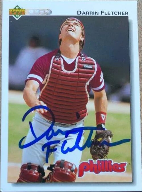 Darrin Fletcher Signed 1992 Upper Deck Baseball Card - Philadelphia Phillies