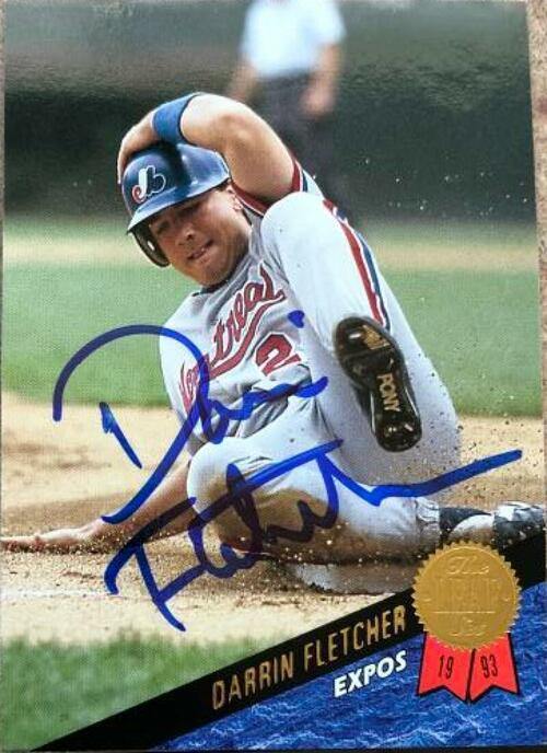 Darrin Fletcher Signed 1993 Leaf Baseball Card - Montreal Expos - PastPros
