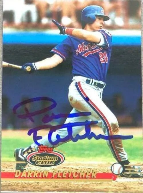 Darrin Fletcher Signed 1993 Topps Stadium Club Baseball Card - Montreal Expos
