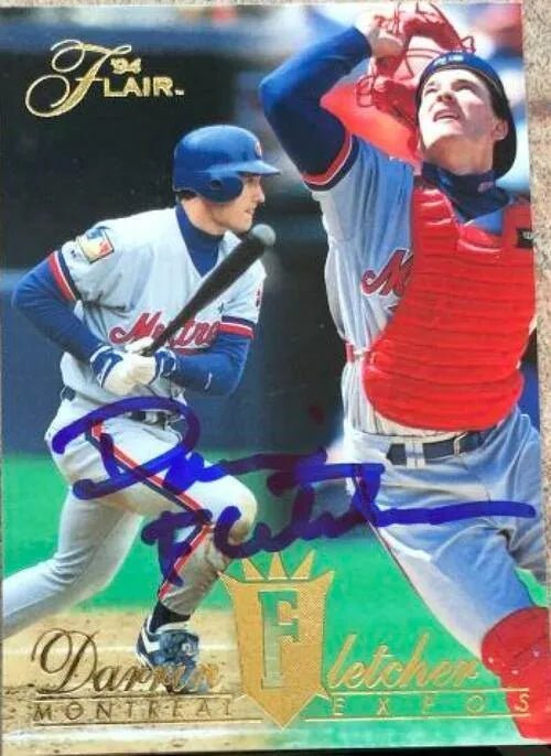 Darrin Fletcher Signed 1994 Flair Baseball Card - Montreal Expos