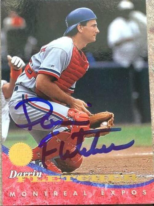 Darrin Fletcher Signed 1994 Leaf Baseball Card - Montreal Expos - PastPros