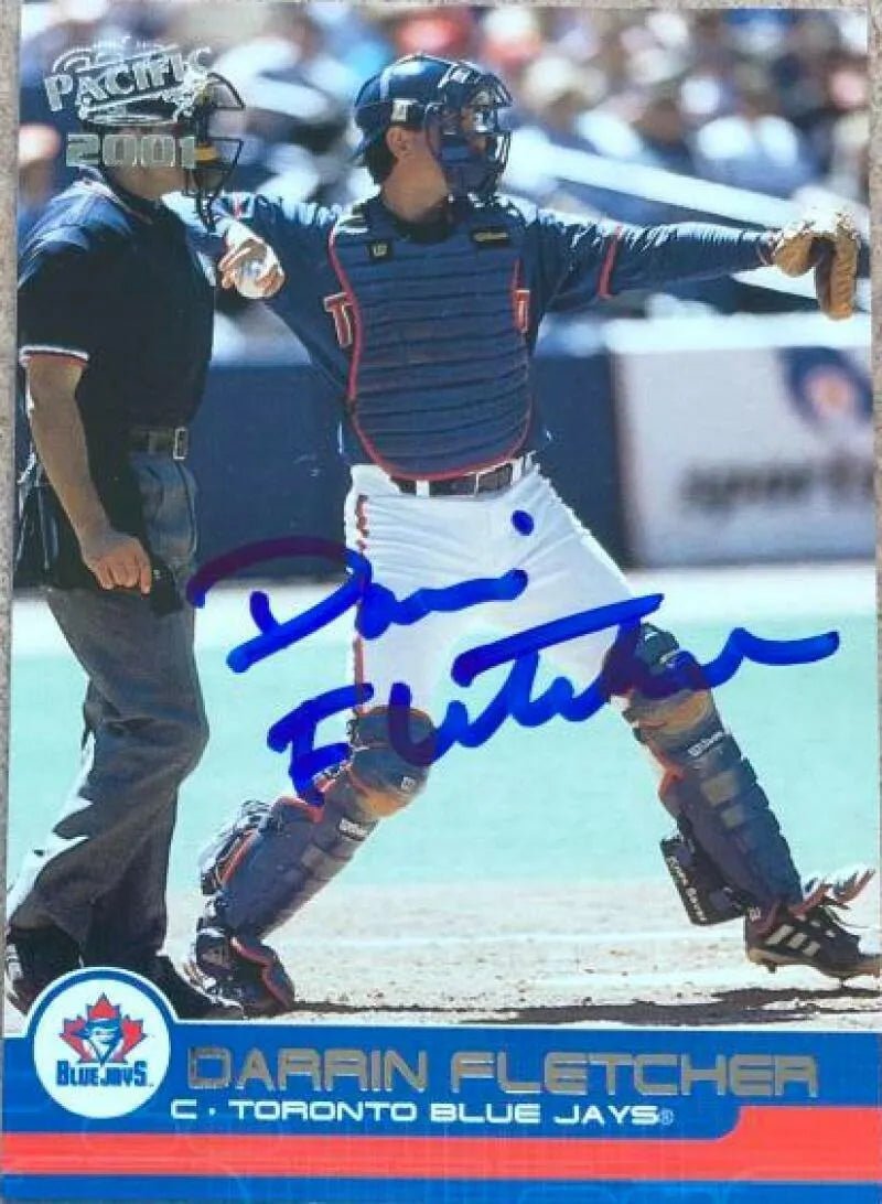 Darrin Fletcher Signed 2001 Pacific Baseball Card - Toronto Blue Jays
