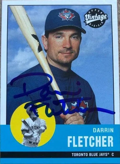 Darrin Fletcher Signed 2001 Upper Deck Vintage Baseball Card - Toronto Blue Jays