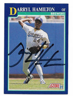 Darryl Hamilton Signed 1991 Score Baseball Card - Milwaukee Brewers - PastPros