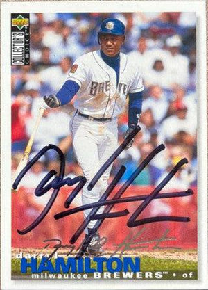 Darryl Hamilton Signed 1995 Collector's Choice Silver Signature Baseball Card - Milwaukee Brewers - PastPros