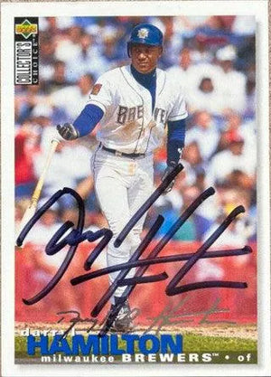 Darryl Hamilton Signed 1995 Collector's Choice Silver Signature Baseball Card - Milwaukee Brewers - PastPros