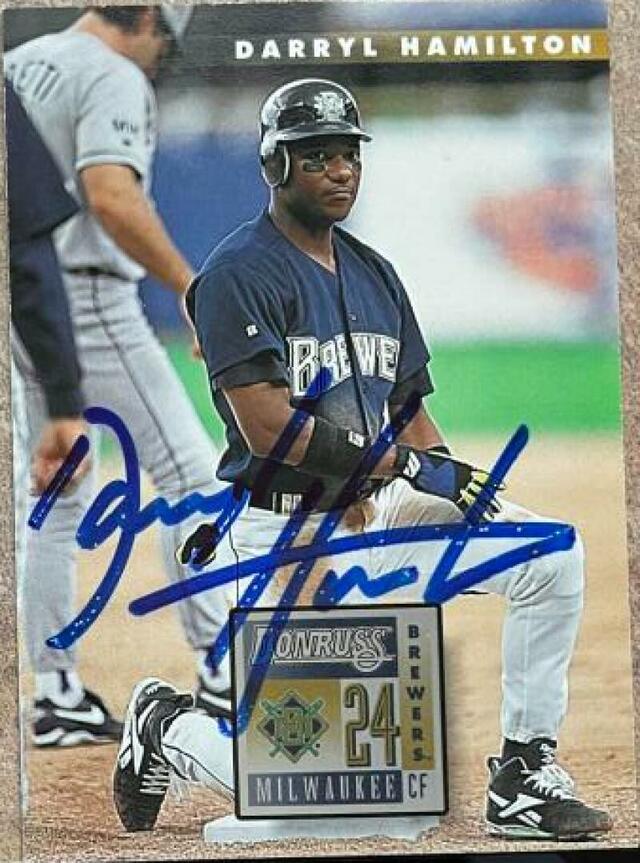 Darryl Hamilton Signed 1996 Donruss Baseball Card - Milwaukee Brewers - PastPros