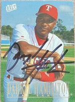 Darryl Hamilton Signed 1996 Fleer Ultra Baseball Card - Texas Rangers - PastPros