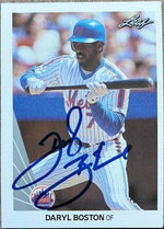 Daryl Boston Signed 1990 Leaf Baseball Card - New York Mets - PastPros