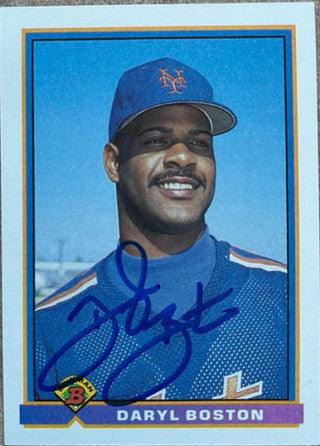 Daryl Boston Signed 1991 Bowman Baseball Card - New York Mets - PastPros