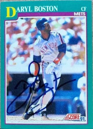 Daryl Boston Signed 1991 Score Baseball Card - New York Mets