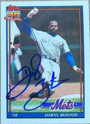 Daryl Boston Signed 1991 Topps Baseball Card - New York Mets - PastPros