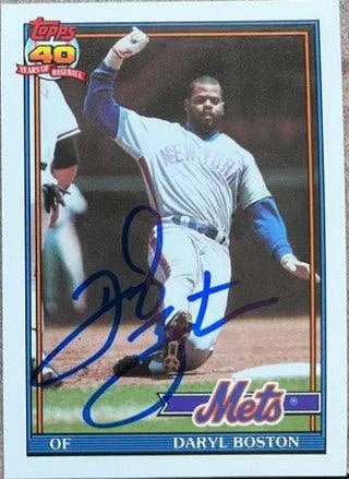 Daryl Boston Signed 1991 Topps Tiffany Baseball Card - New York Mets