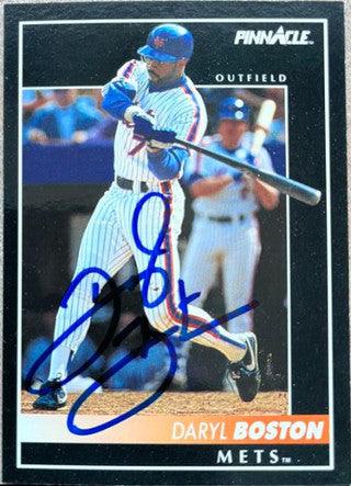 Daryl Boston Signed 1992 Pinnacle Baseball Card - New York Mets - PastPros