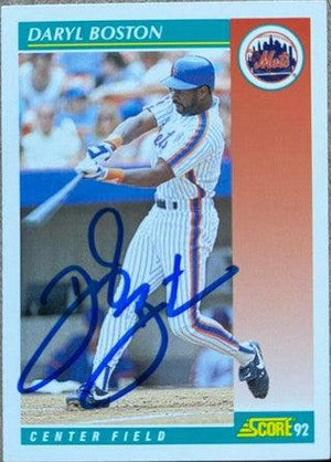 Daryl Boston Signed 1992 Score Baseball Card - New York Mets - PastPros