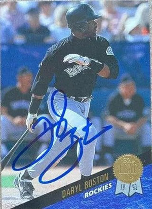 Daryl Boston Signed 1993 Leaf Baseball Card - Colorado Rockies