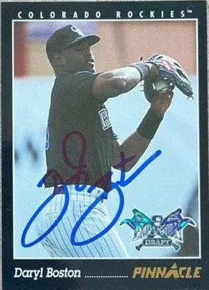 Daryl Boston Signed 1993 Pinnacle Baseball Card - Colorado Rockies