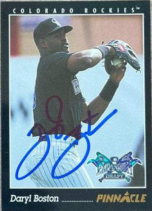 Daryl Boston Signed 1993 Pinnacle Baseball Card - Colorado Rockies - PastPros