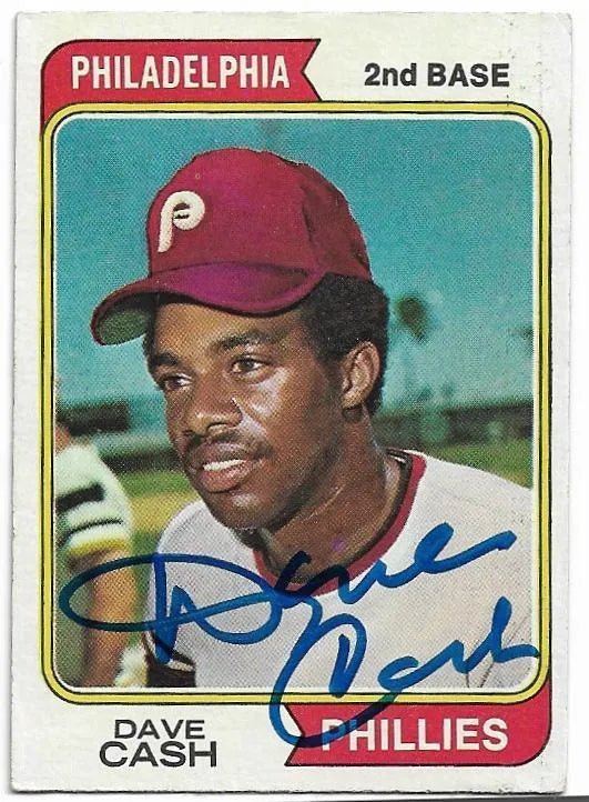 Dave Cash Signed 1974 Topps Baseball Card - Philadelphia Phillies