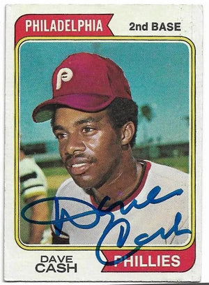 Dave Cash Signed 1974 Topps Baseball Card - Philadelphia Phillies