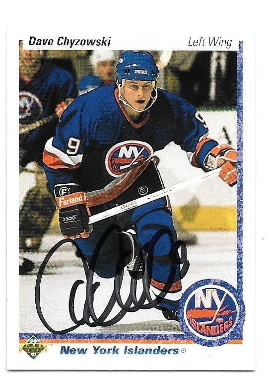 Dave Chyzowski Signed 1990-91 Upper Deck Hockey Card - New York Islanders - PastPros