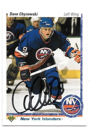 Dave Chyzowski Signed 1990-91 Upper Deck Hockey Card - New York Islanders - PastPros