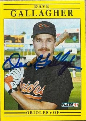 Dave Gallagher Signed 1991 Fleer Baseball Card - Baltimore Orioles