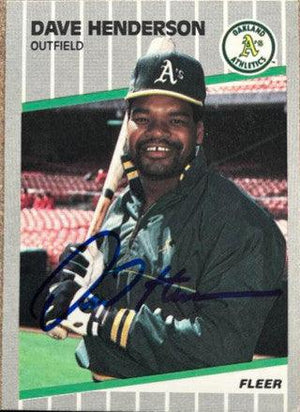 Dave Henderson Signed 1989 Fleer Baseball Card - Oakland A's - PastPros