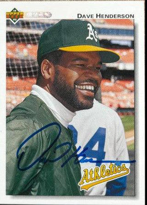 Dave Henderson Signed 1992 Upper Deck Baseball Card - Oakland A's - PastPros