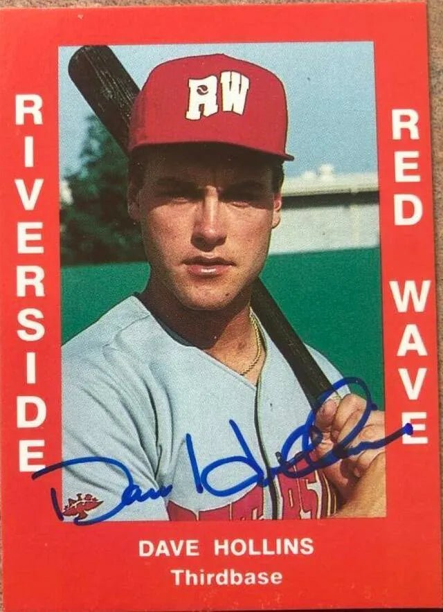 Dave Hollins Signed 1988 Cal League Baseball Card - Riverside Red Wave