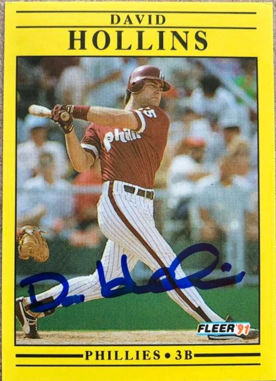 Dave Hollins Signed 1991 Fleer Baseball Card - Philadelphia Phillies