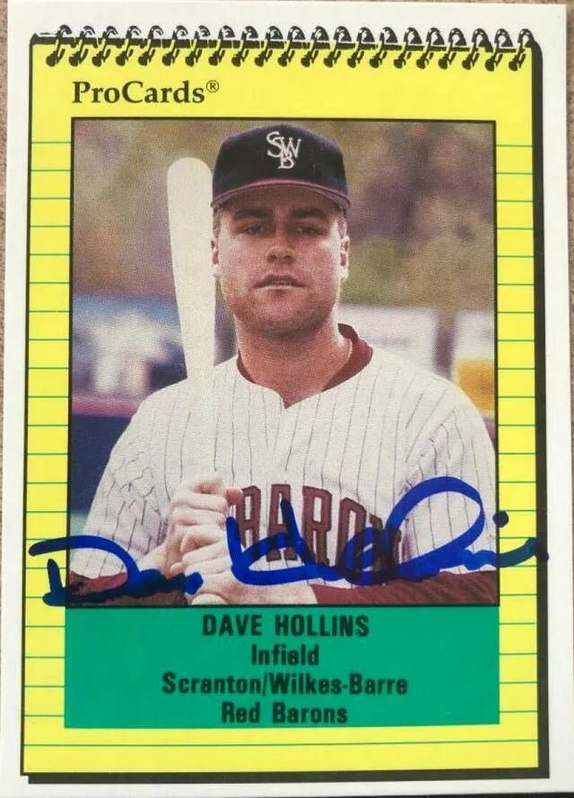 Dave Hollins Signed 1991 Pro Cards Baseball Card