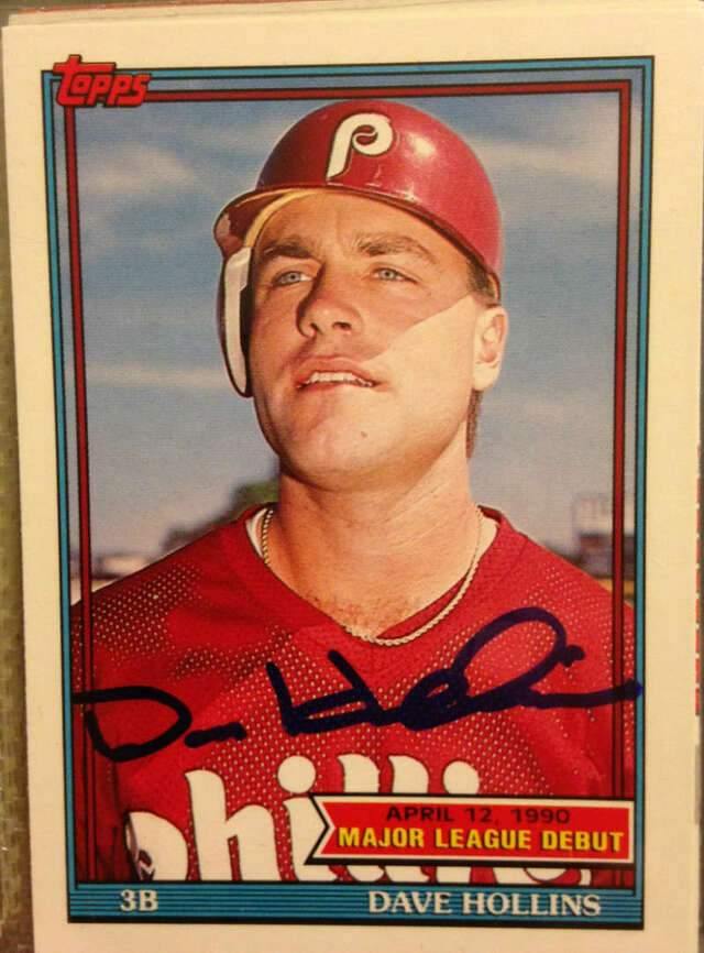 Dave Hollins Signed 1991 Topps Debut Baseball Card - Philadelphia Phillies - PastPros