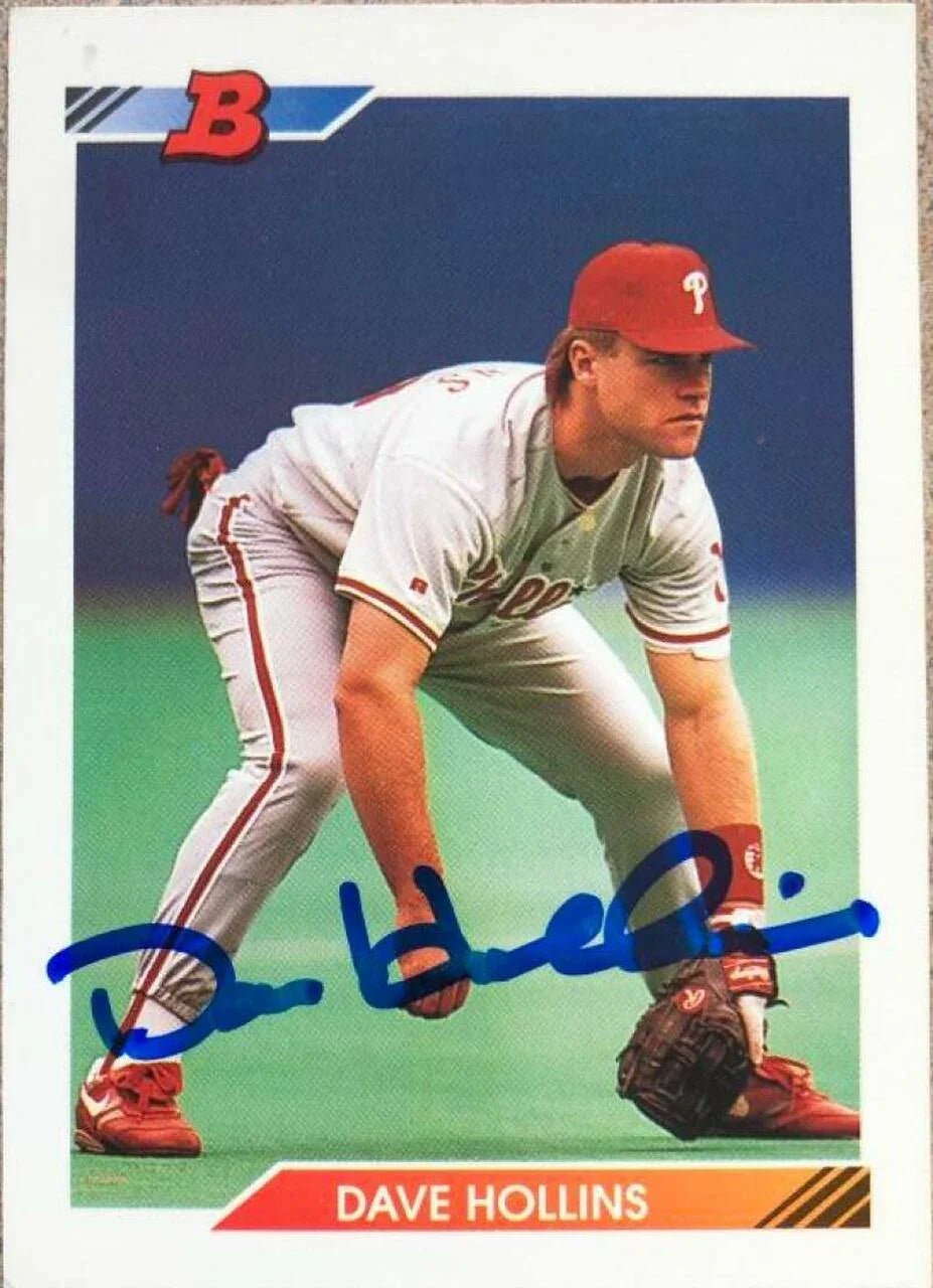 Dave Hollins Signed 1992 Bowman Baseball Card - Philadelphia Phillies