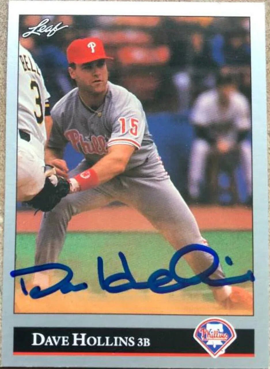 Dave Hollins Signed 1992 Leaf Baseball Card - Philadelphia Phillies