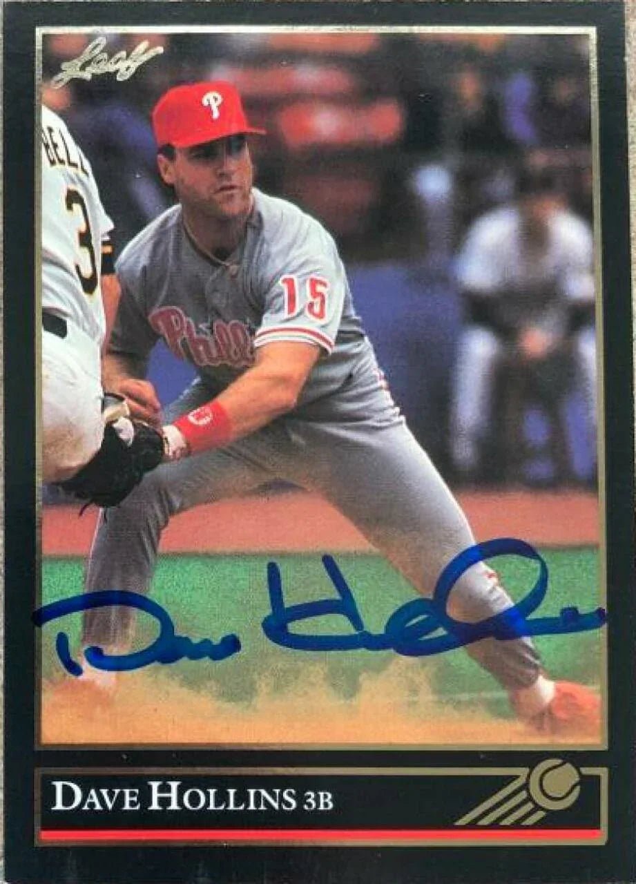 Dave Hollins Signed 1992 Leaf Black Gold Baseball Card - Philadelphia Phillies